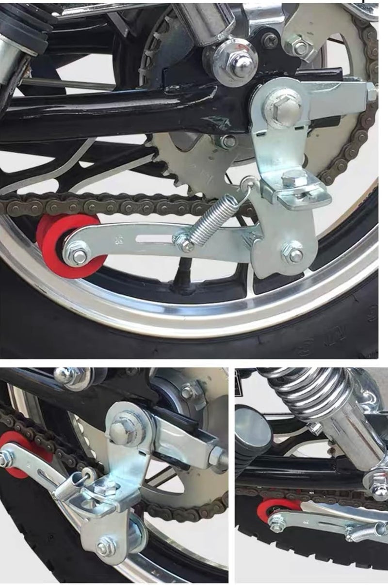 woobles Motorcycle Adjuster Chain Tensioner Roller, Universal Link Length Modified Guide Dirt Pit Bike Choppe rMotorcycle Modified Accessorieswith Backup Long Bolts (Red) - Image 2